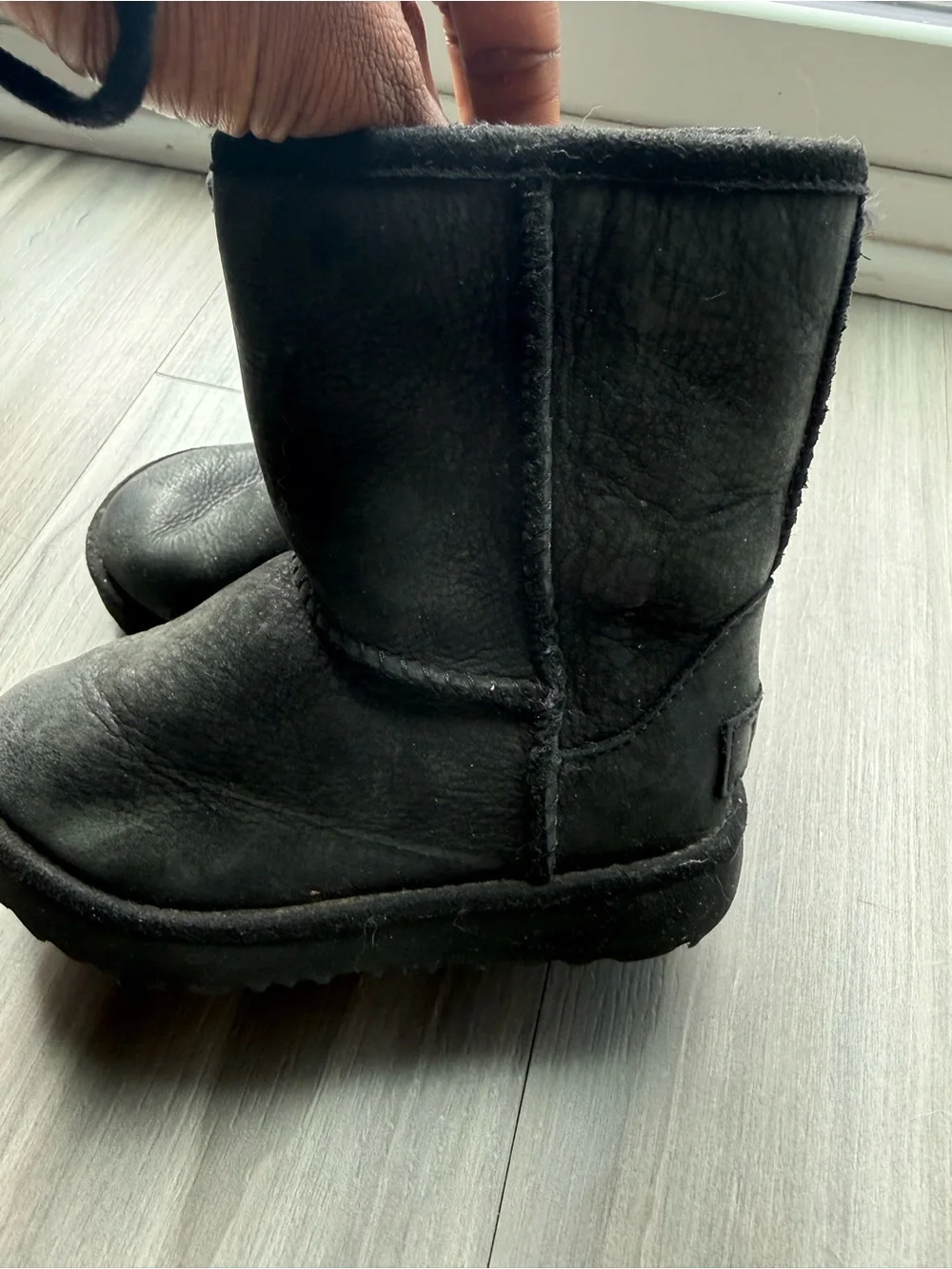UGG Kids Black Suede Shearling Boots